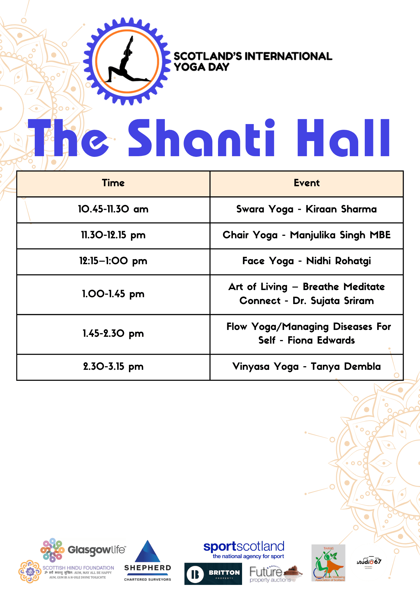 Programme order — The Shanti Hall